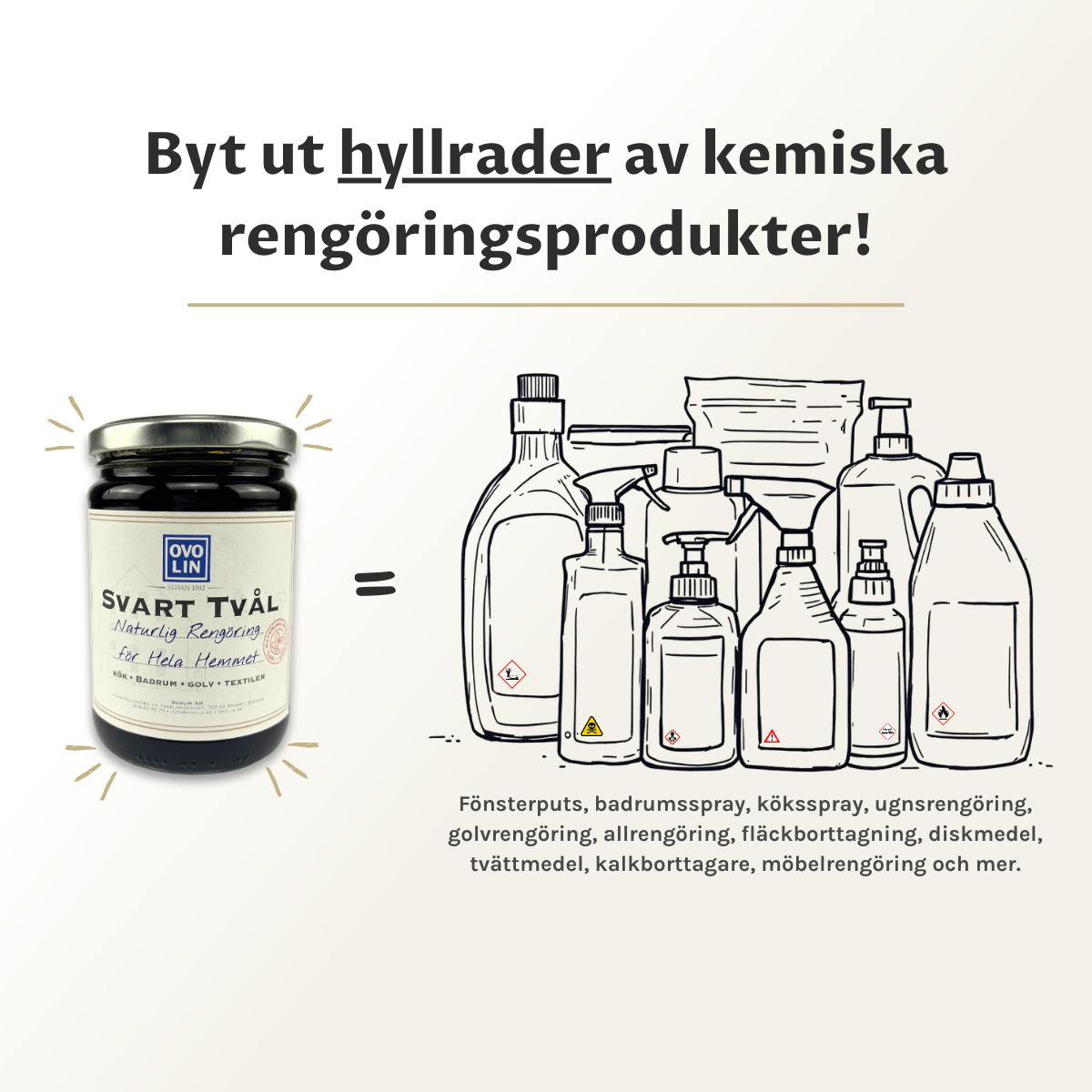 Ovolin Svart såpe universalrengjøring 350 ml konsentrert