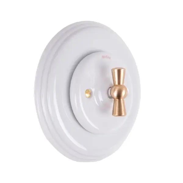 Gysinge dobbel vridimmer hvit porselen messing
