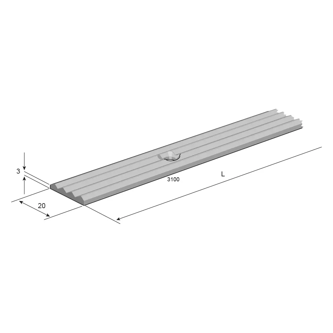 Gysinge terskeljern 1000 mm symmetrisk med skruer
