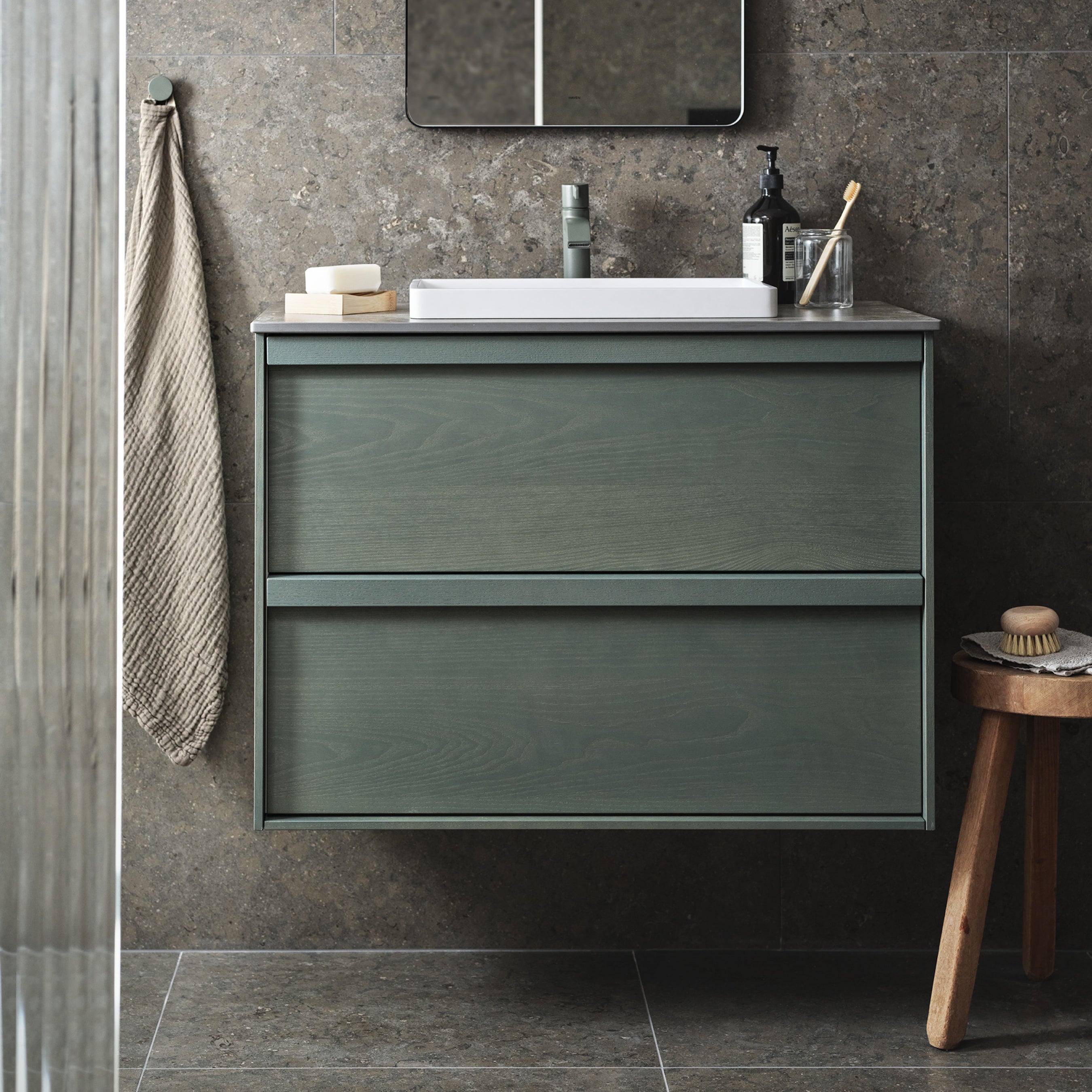 Toniton Circular Ash Green møbelknott metall grågrønn