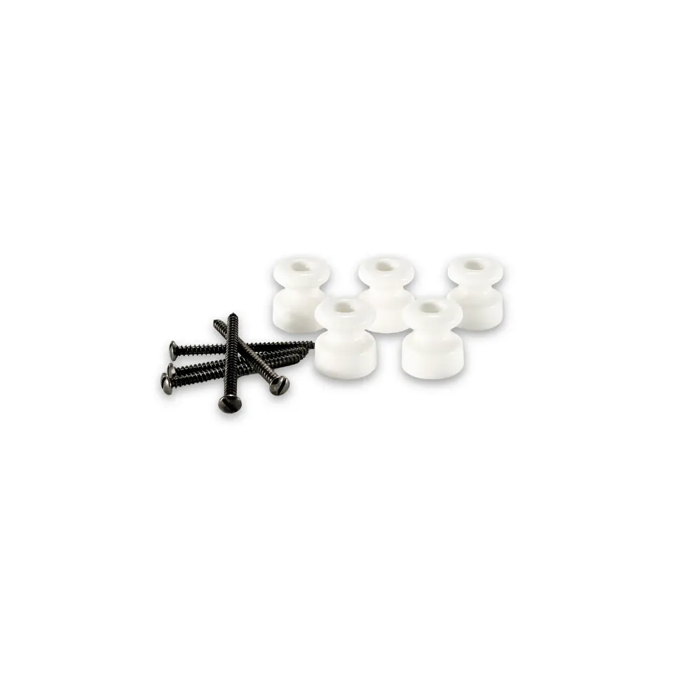 Gysinge porselensisolator hvitt porselen 5-pk messing