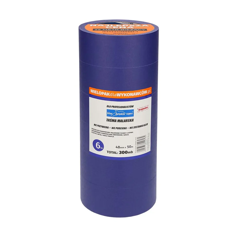 Blue Dolphin maskeringsteip 48 mm x 50 m 6-pakning