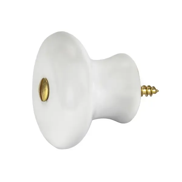 Gysinge porselensknott messing 38 mm hvit porselen