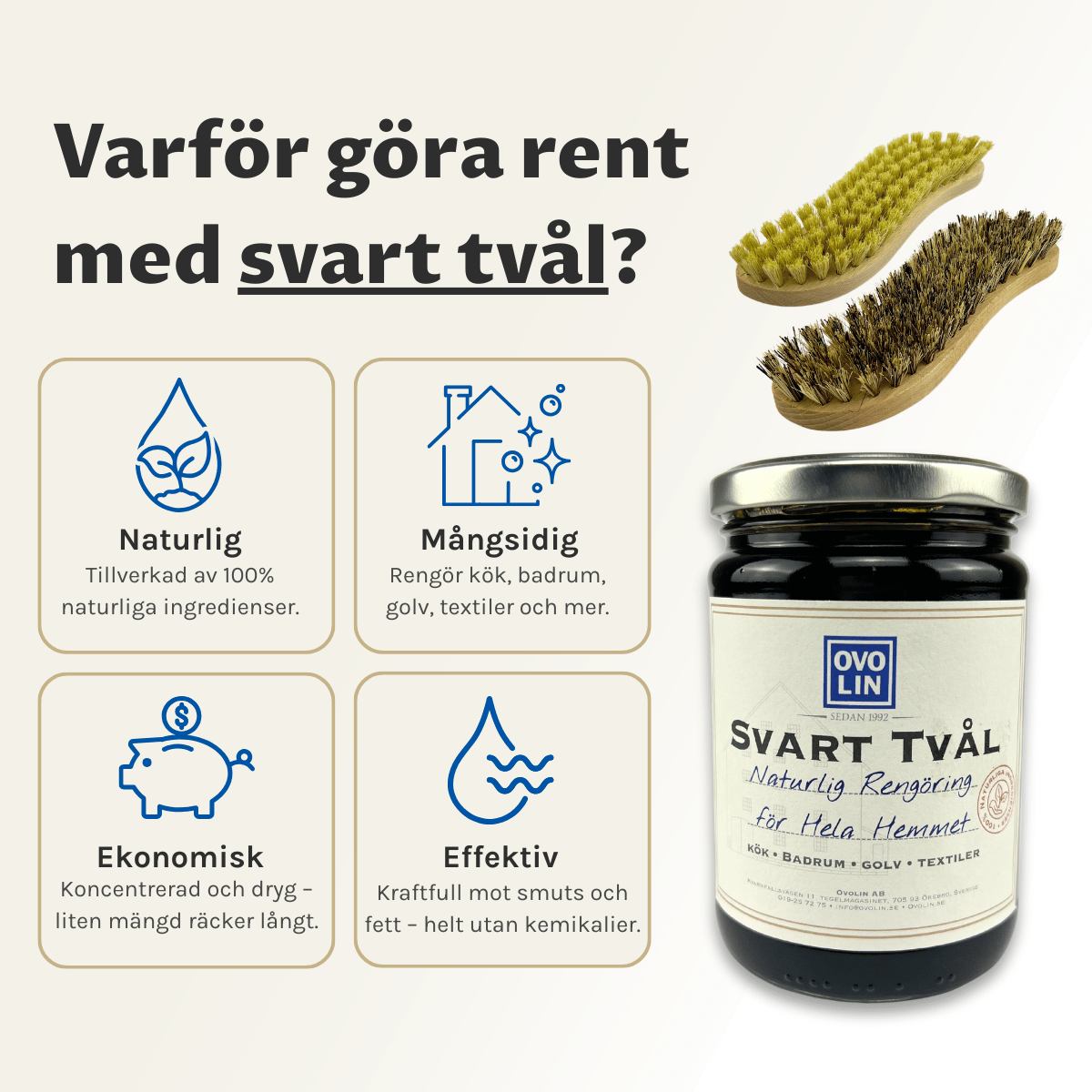 Ovolin Svart såpe universalrengjøring 350 ml konsentrert