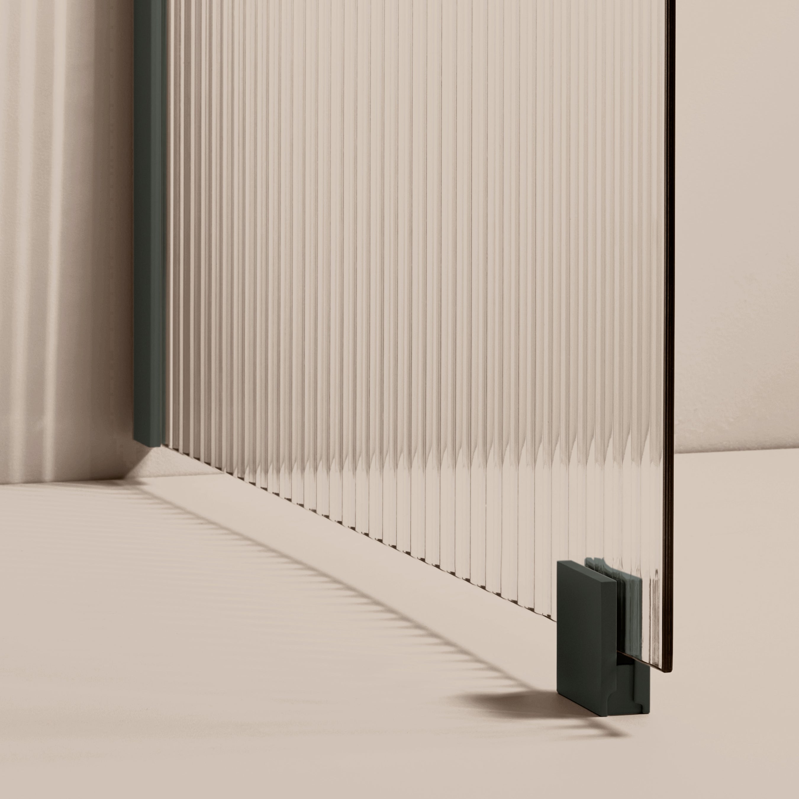 Toniton Rib dusjvegg 73 cm herdet glass gronn
