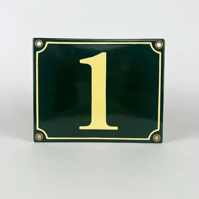 Ovolin Emaljeskilt 1 husnummer grønn 15x12 cm