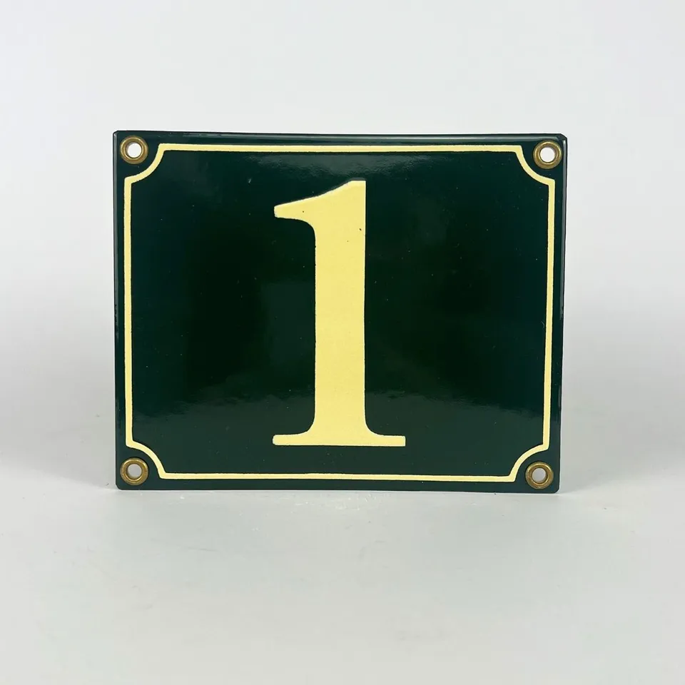 Ovolin Emaljeskilt 1 husnummer grønn 15x12 cm