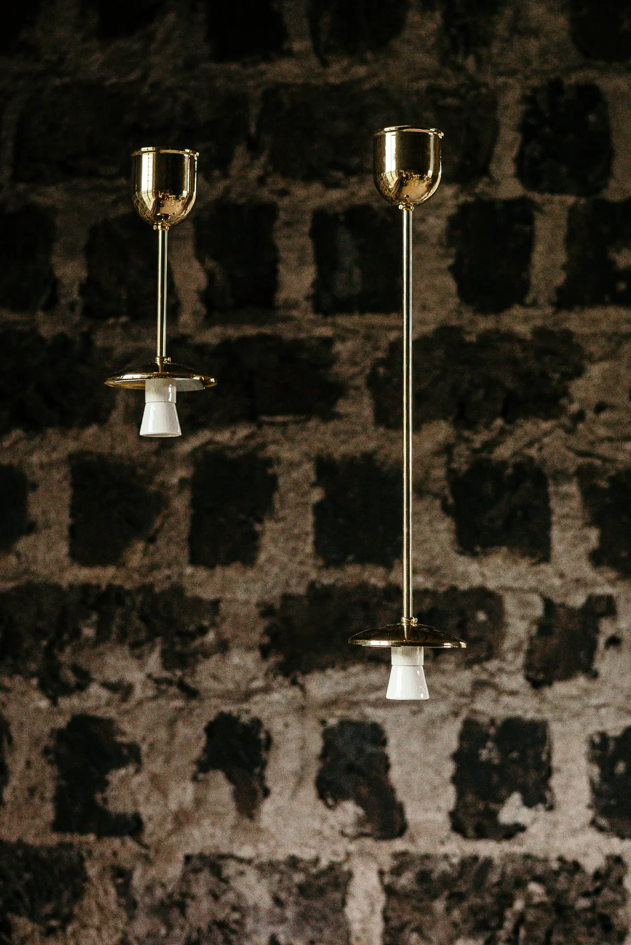 Gysinge pendel messing lang lampeoppheng glasskuppel