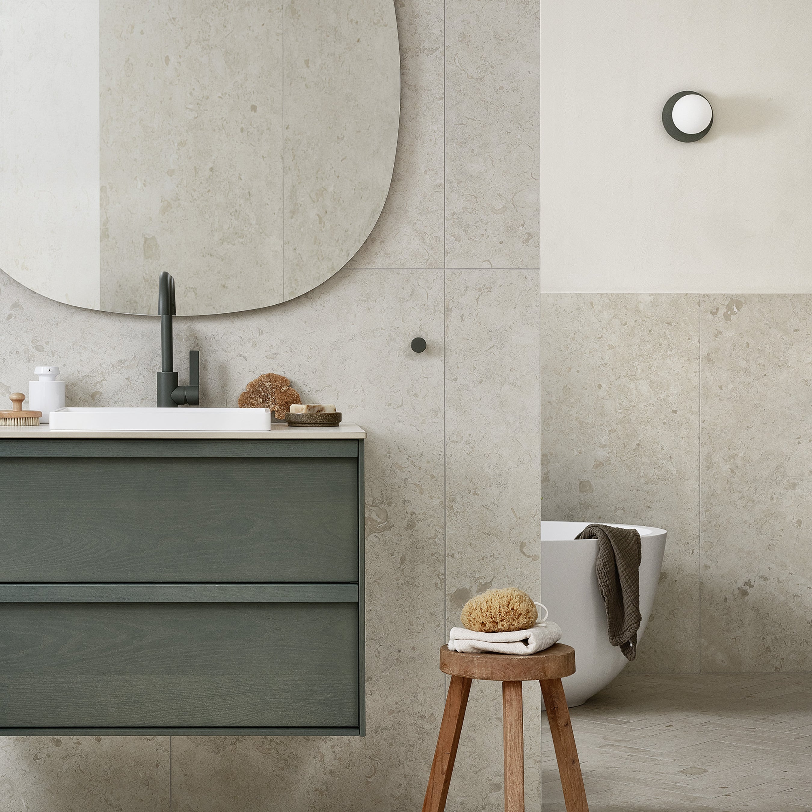 Toniton Circle 160 vegglampe Ash Green IP44