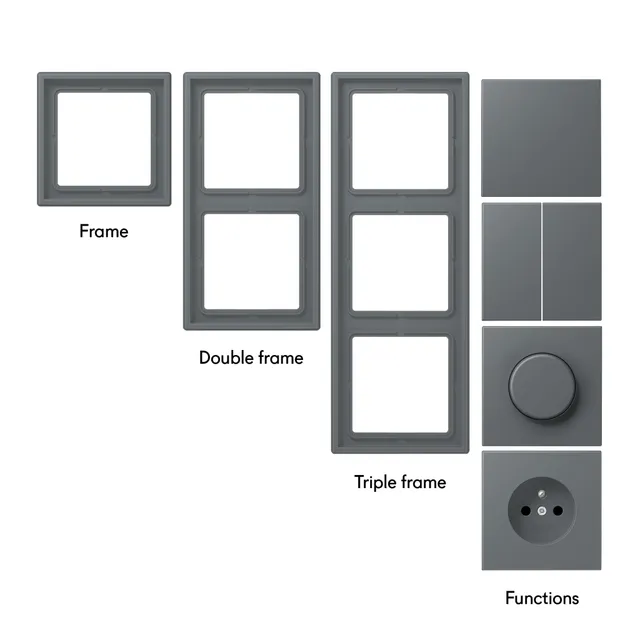 Toniton Les Couleurs Pure Grey 07 strømbryter grå matt