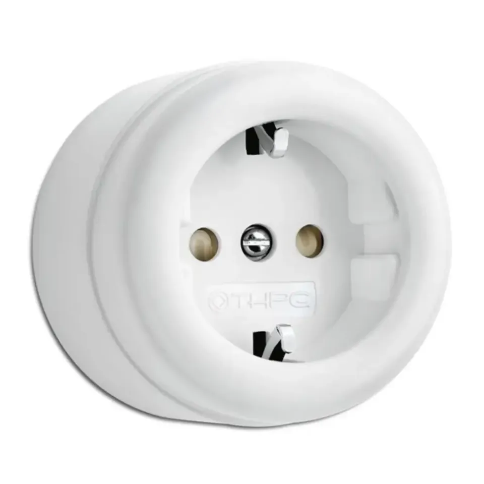 Gysinge vegguttak stikkontakt hvit bakelitt jordet