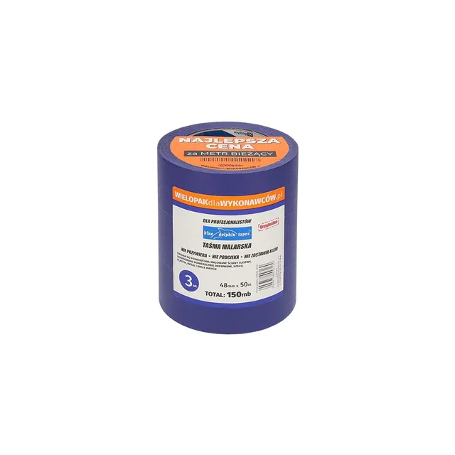 Blue Dolphin maskeringstape 48 mm x 50 m 3-pk skarp kant