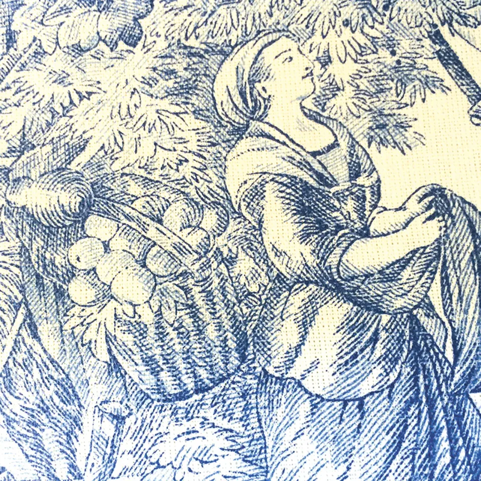 Gysinge Pastorale stoffprøve blå 20x20 cm