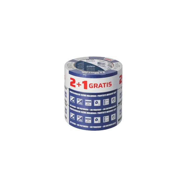 Blue Dolphin maskeringsteip 38mm x 50m 3-pk skarp kant