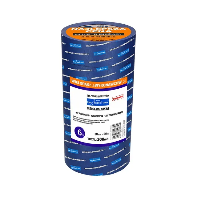 Blue Dolphin maskeringstape 38mmx50m 6-pakning malertape