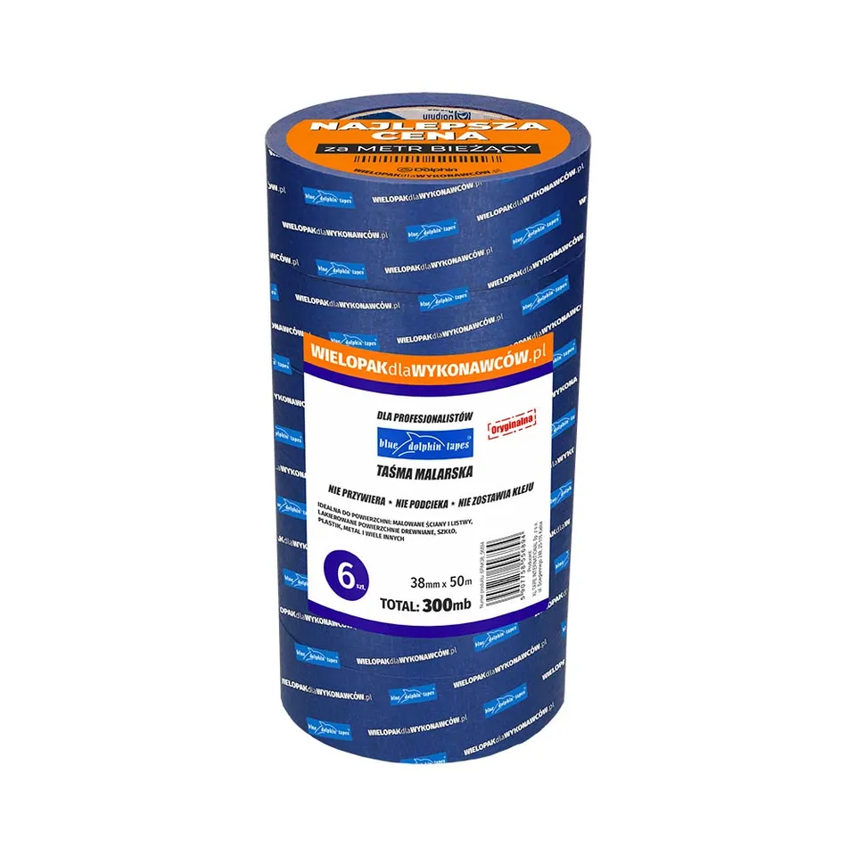 Blue Dolphin maskeringstape 38mmx50m 6-pakning malertape