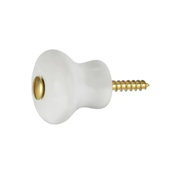 Gysinge porselensknott messing 24 mm møbelknott hvit