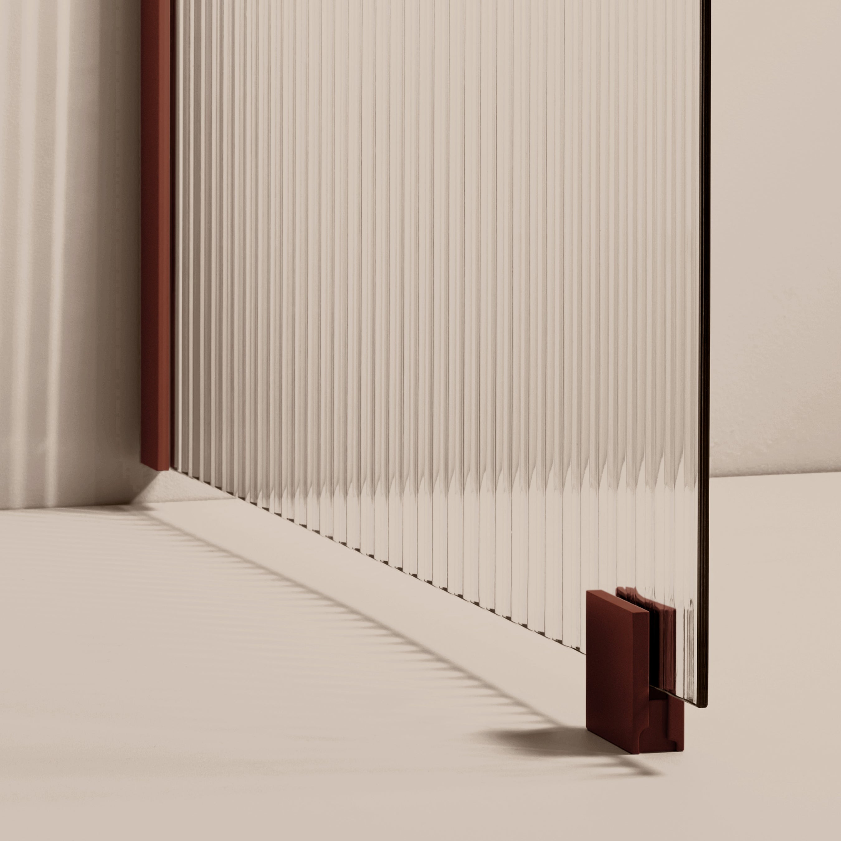 Toniton Rib dusjvegg rillet glass Reddish Brown 78 cm