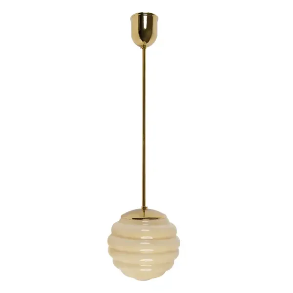 Gysinge Bikupa liten taklampe gul messing lang opalglass